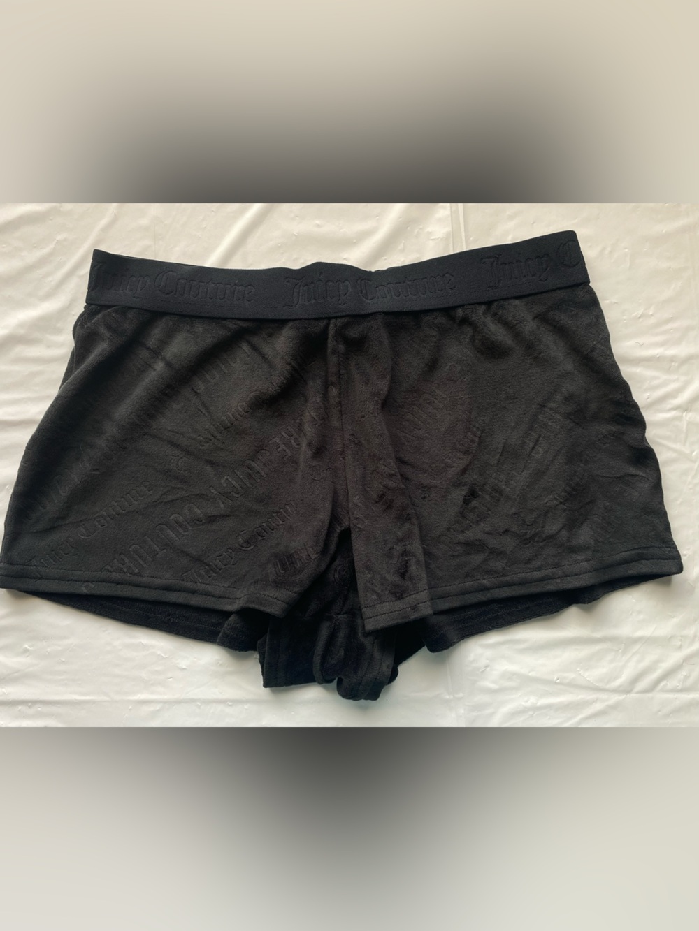Juicy Couture Black Velour Burnout All Over Logo Pajama Shorts Size S